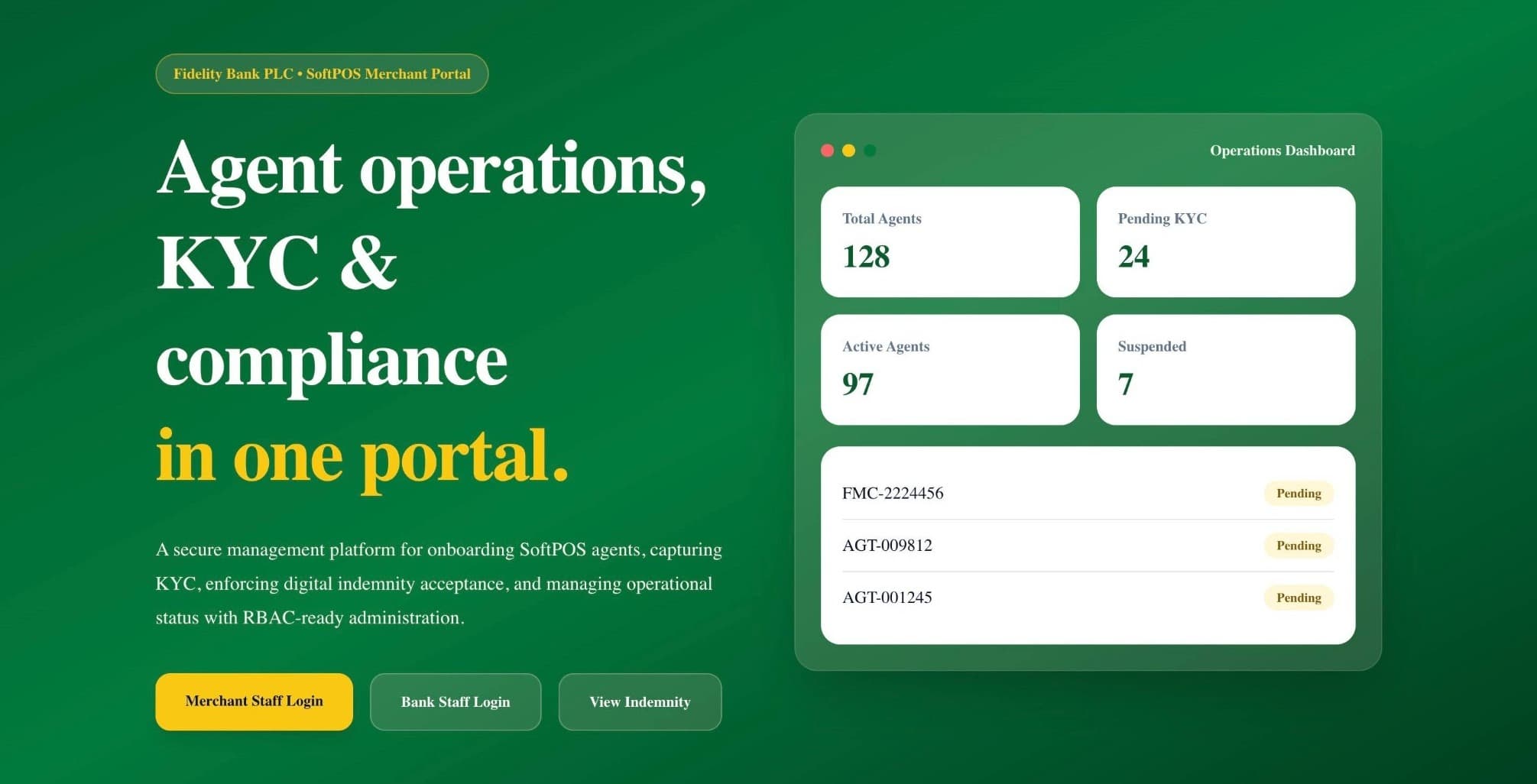 SoftPOS Profiler landing page